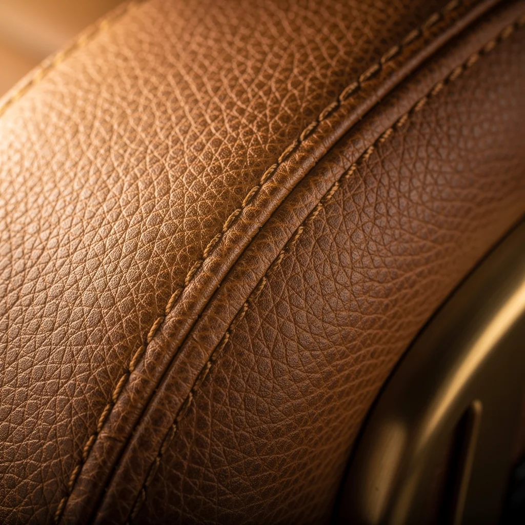 Macro detail of luxury automotive leather grain
