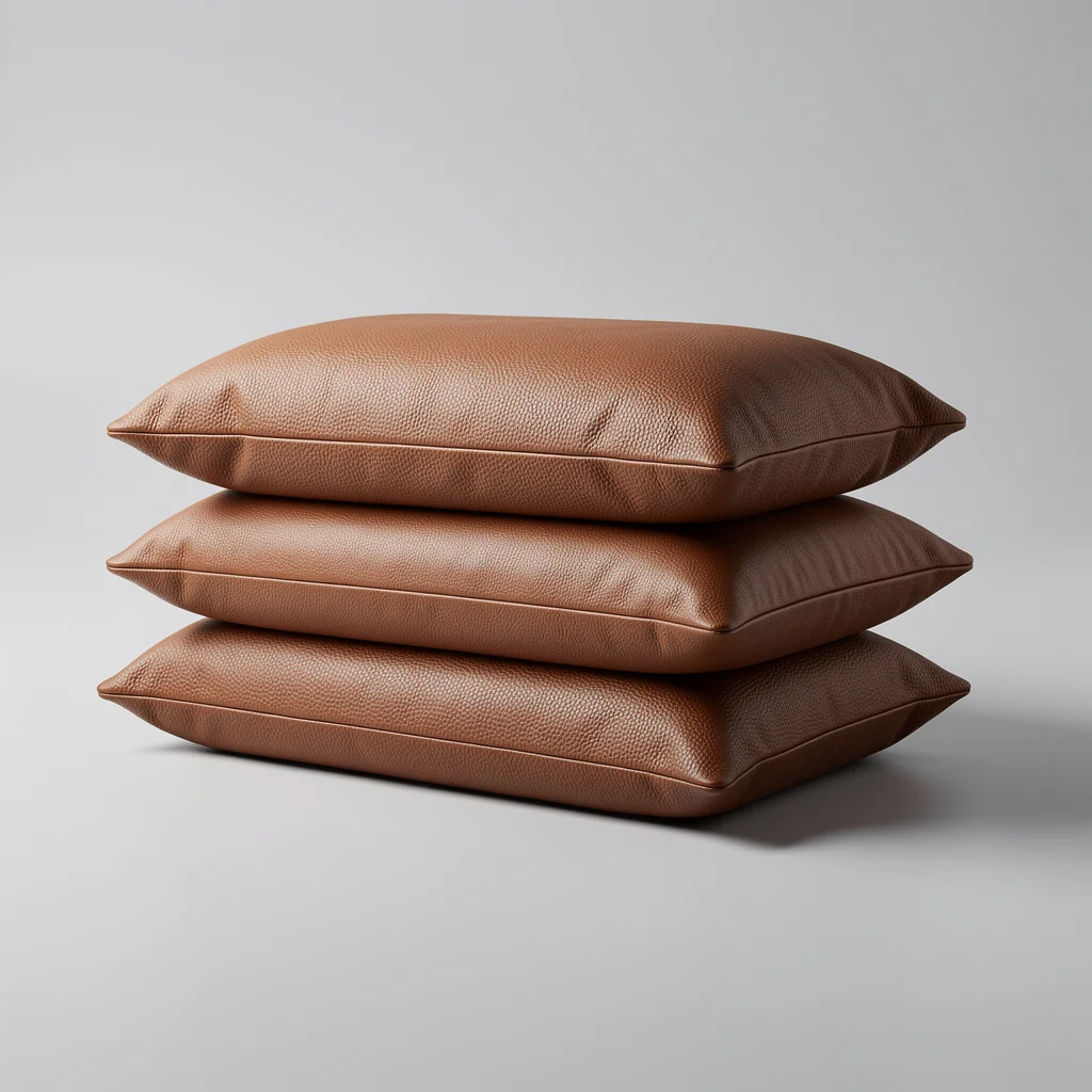 Classic Tan Leather 5-Piece Lumbar Pillow Set